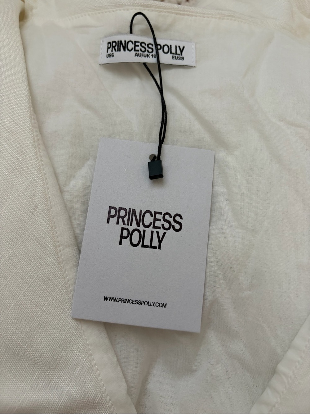 Princess Polly Cream Lace-Trim Tie Front Sleeveless Top - Picture 3 of 3